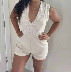 Super cute feminine cream romper